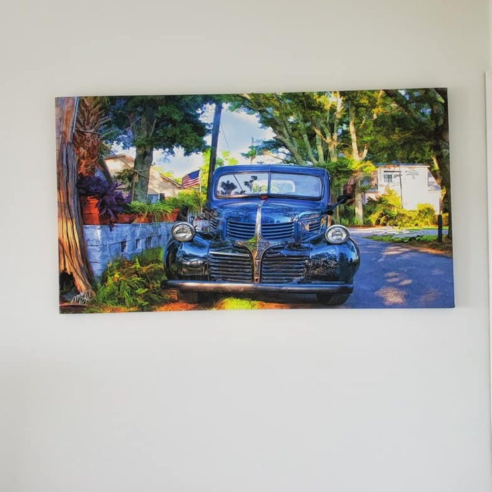 NEW Digital Art on canvas - Vintage Blue Truck